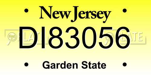 DI83056 New Jersey License Plate