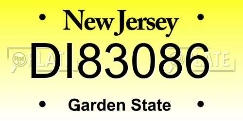 DI83086 New Jersey License Plate