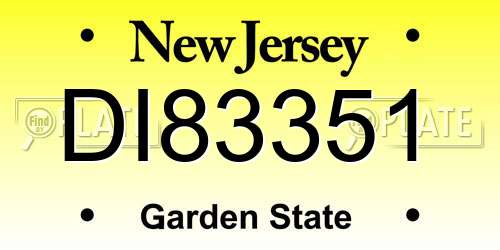 DI83351 New Jersey License Plate