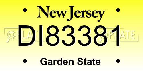 DI83381 New Jersey License Plate