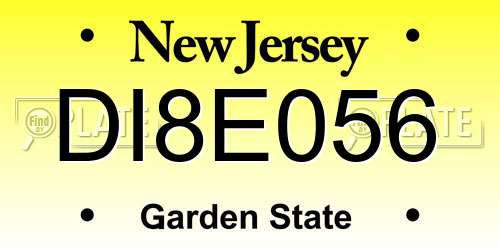 DI8E056 New Jersey License Plate