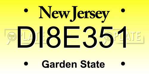 DI8E351 New Jersey License Plate