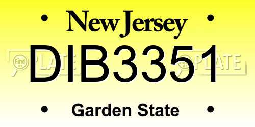 DIB3351 New Jersey License Plate