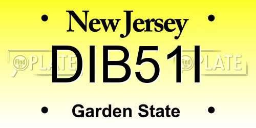 DIB51I New Jersey License Plate
