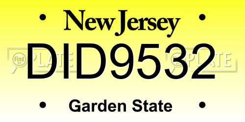 DID9532 New Jersey License Plate