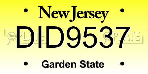 DID9537 New Jersey License Plate