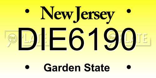DIE6190 New Jersey License Plate