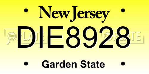 DIE8928 New Jersey License Plate
