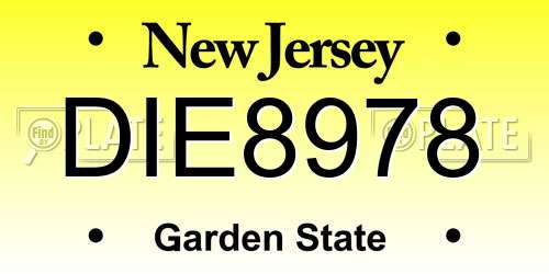 DIE8978 New Jersey License Plate