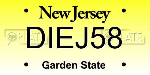 DIEJ58 New Jersey License Plate