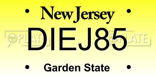 DIEJ85 New Jersey License Plate