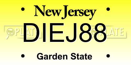 DIEJ88 New Jersey License Plate