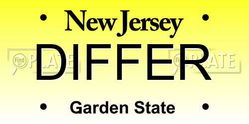 DIFFER New Jersey License Plate