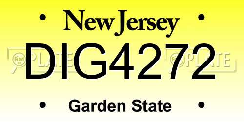 DIG4272 New Jersey License Plate
