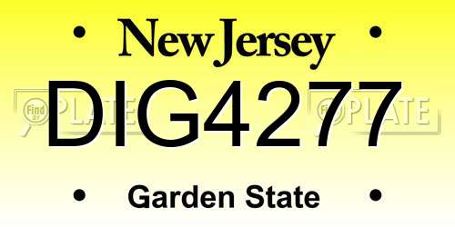 DIG4277 New Jersey License Plate