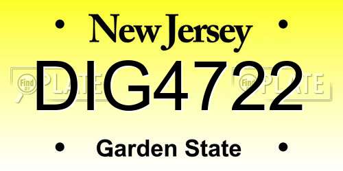 DIG4722 New Jersey License Plate