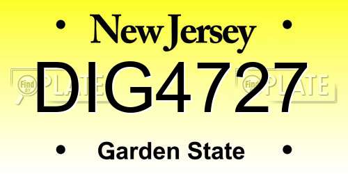DIG4727 New Jersey License Plate