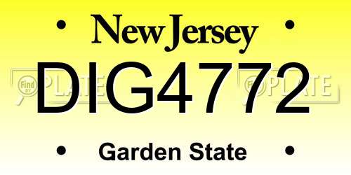 DIG4772 New Jersey License Plate