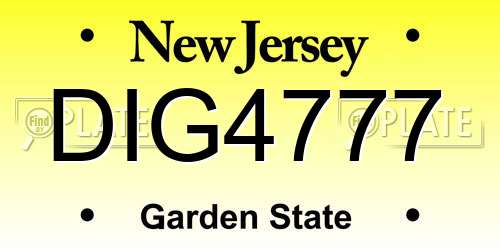 DIG4777 New Jersey License Plate