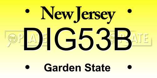 DIG53B New Jersey License Plate