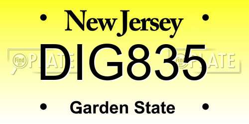 DIG835 New Jersey License Plate