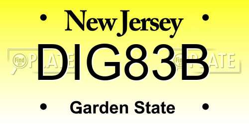 DIG83B New Jersey License Plate