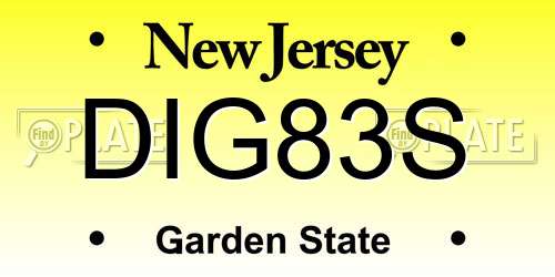 DIG83S New Jersey License Plate