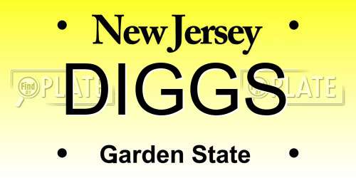 DIGGS New Jersey License Plate
