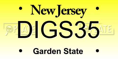 DIGS35 New Jersey License Plate