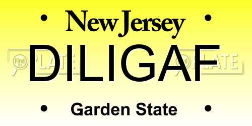 DILIGAF New Jersey License Plate