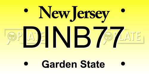 DINB77 New Jersey License Plate