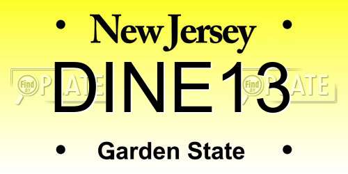 DINE13 New Jersey License Plate