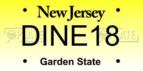 DINE18 New Jersey License Plate