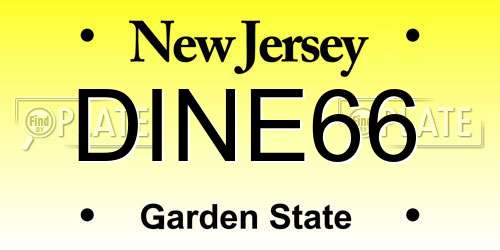 DINE66 New Jersey License Plate