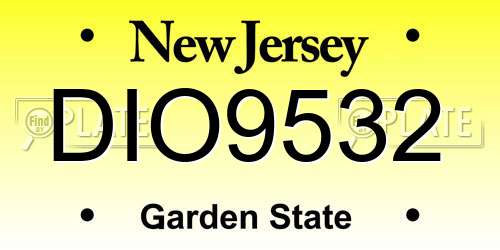 DIO9532 New Jersey License Plate