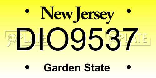 DIO9537 New Jersey License Plate