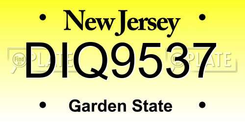 DIQ9537 New Jersey License Plate