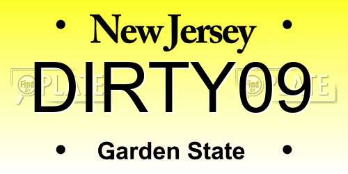 DIRTY09 New Jersey License Plate