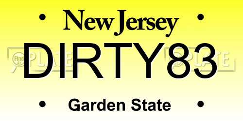 DIRTY83 New Jersey License Plate