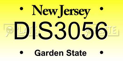 DIS3056 New Jersey License Plate