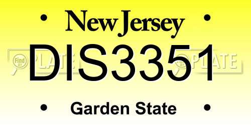 DIS3351 New Jersey License Plate