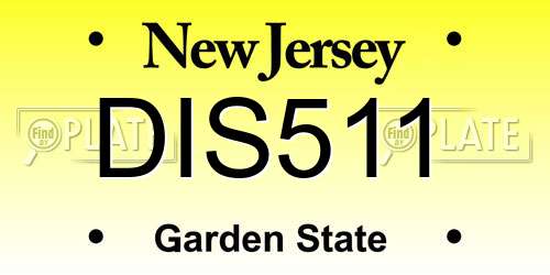 DIS511 New Jersey License Plate