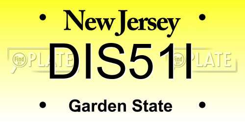 DIS51I New Jersey License Plate