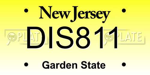 DIS811 New Jersey License Plate