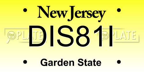 DIS81I New Jersey License Plate