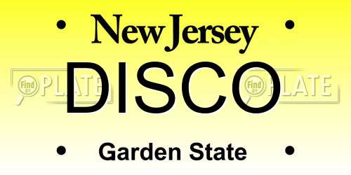 DISCO New Jersey License Plate