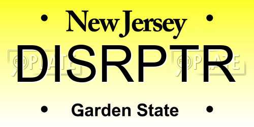 DISRPTR New Jersey License Plate
