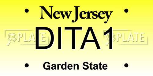 DITA1 New Jersey License Plate