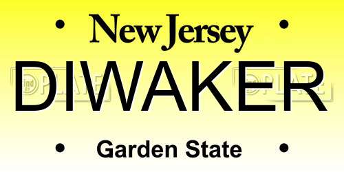 DIWAKER New Jersey License Plate