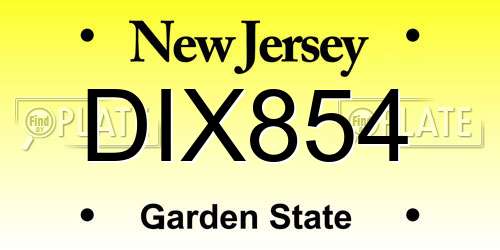 DIX854 New Jersey License Plate